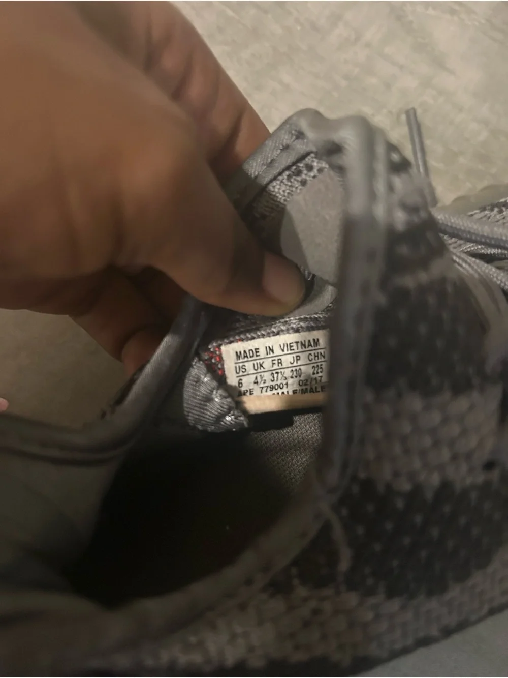 Yeezy Kids Grey Knit Sneakers with Subtle Red Accent